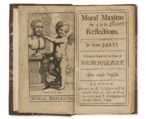 La Rochefoucauld (Francois, Duc de) Moral Maxims and Reflections, first complete edition in English, engraved frontispiece, c