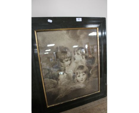 An Edwardian framed print depicting children 