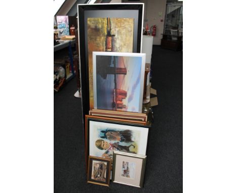 A quantity of pictures to include a signed limited edition colour print 'The Golden Boy' by Peter Deighan, decorative wall co