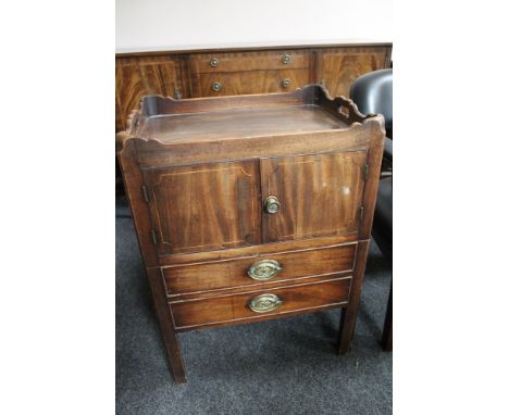 A George III step commode cabinet with pot