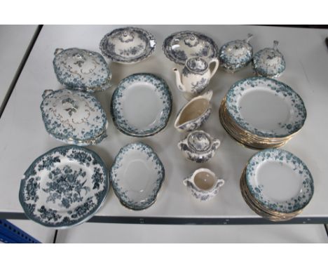 A large quantity of 19th century and other decorative light green dinner china, tureens and covers etc 