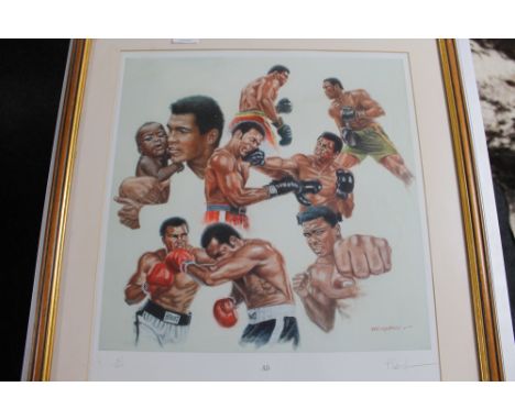 After Peter Deighan - Ali, limited edition colour print, signed by the artist, together with a monochrome print depicting Muh