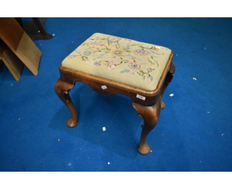 A Queen Anne style tapestry footstool