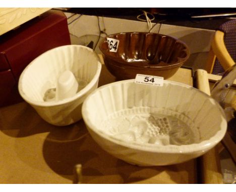 Three ceramic jelly moulds