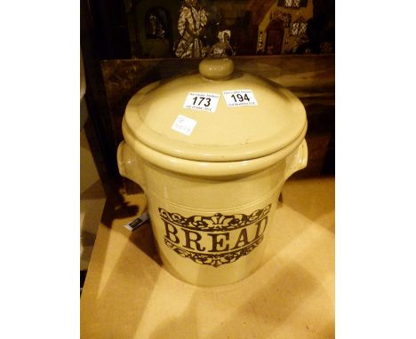 Large ceramic bread bin and a box of mixed books