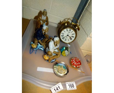 Three ceramic Oriental figures etc