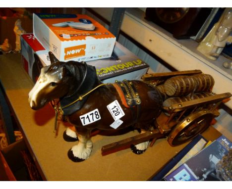 Ceramic Shire horse and brewery wagon