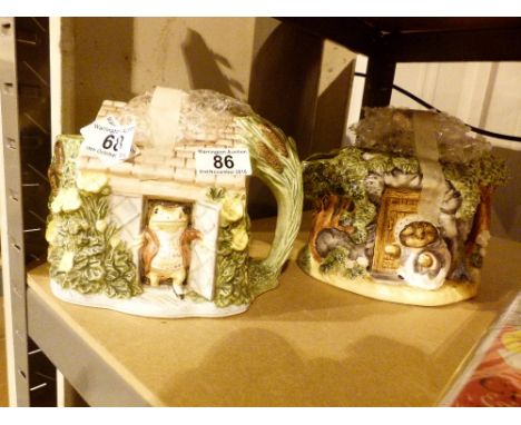 Two decorative ceramic Beatrix Potter themed teapots