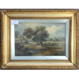 British School, 19th century, Rural landscape scene, oil on canvas, unsigned, 29x19cm, framed and