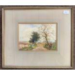 Wycliffe Egginton (1875-1951), 'A Devon Lane', watercolour, signed, 25x18cm, framed and glazed. J.