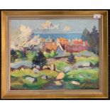 Niels Stougaard (1906-1987), Danish landscape with houses, oil on canvas, signed, 40x49cm, framed.