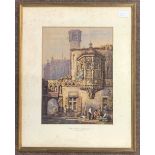 Samuel Prout (British,1783-1852), 'Au Corbeau Logement', watercolour, bears signature initials lower