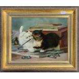 Follower of Valentine Thomas Garland (British, 1868-1914), Pair of kittens at play, oil on canvas,