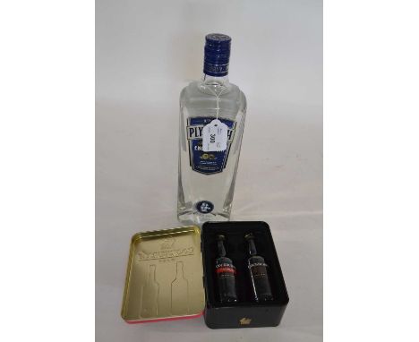 Plymouth English Gin, 1litre, together with Cockburn's Port two cased miniatures (2)