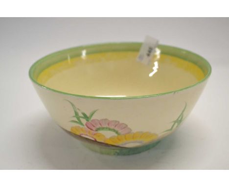 A Clarice Cliff bowl in the Rhodanthe pattern facsimile signature to base with Bizarre mark to base, 20cm diameter