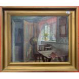 Robert Panitzsch (Danish, 1879-1949), Kitchen interior, oil on canvas, signed, 48x59cm, framed.