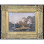 British School, 18th century, landscape with shepherds and flock of sheep, watercolour, 35x25cm,