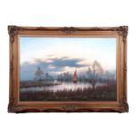 David F. Dane (British, 20th century), 'November Evening, River Waveney', oil on canvas, signed,