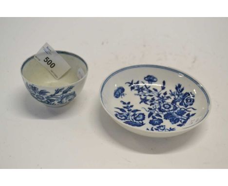 A Worcester porcelain tea bowl and saucer (a/f)