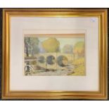 E.R.Roberts (British, 20th century), "View of the Bridge", watercolour (slipped in frame mount)