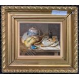 Attributed to William Cruickshank (1848-1922), Study of dead game, oil on ivorine, signed,