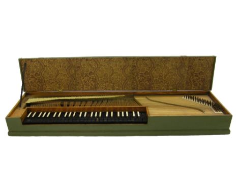 A fretted clavichord by Johann Jacob Bodechtel, Nuremberg, circa 1790, the pine case painted light green, the interior of the