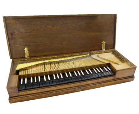 A small fretted travelling clavichord by Johann Heinrich Gräbner the younger, Dresden, 1761, the case of oak with a full-widt