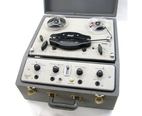 Brenell mark VS3 reel-to-reel tape recorder, ser. no. 18259, grey finish, 9" high x 17" wide; together with a Wearite reel-to