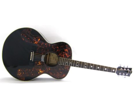 Epiphone by Gibson SQ180 acoustic guitar, made in Korea, ser. no. 8802136, black finish with some light marks, hard case, con