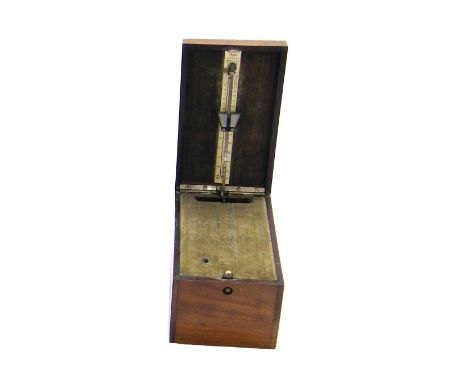French walnut box metronome, labelled Metronome Paquet, Coffret, Brevet S.G.D.G