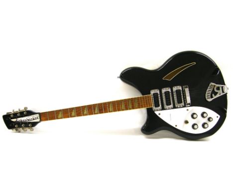 Rickenbacker 370 twelve string left-handed electric guitar, circa 1979, ser. no. SL5605, black finish with some marks and ble