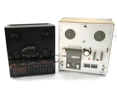 Fostex R8 reel-to-reel tape recorder; together with an Akai 1710W reel-to-reel tape recorder, also two Ampex 350 valve power 