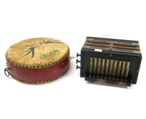 Ludwig's accordion; together with an interesting early decorative drum (2)