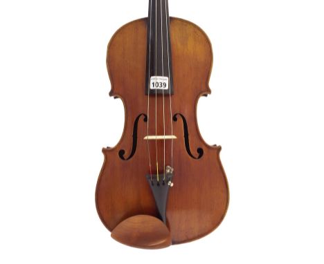 German viola labelled Joseph Fischer, Lauten und Geigenmacher in Regensburg, Ano 1880, the two piece back of broad curl with 