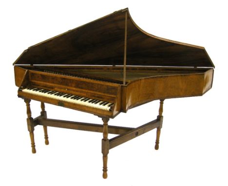 A bentside spinet by Thomas Hancock, London, 1732, the casework veneered in walnut, the lid solid walnut with shaped and engr