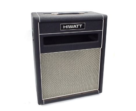 Large empty speaker cabinet labelled Hiwatt (no speakers)