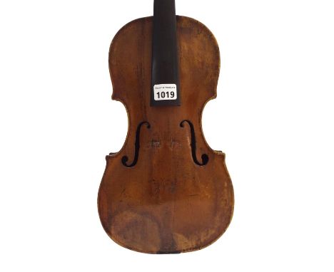Interesting early English violin labelled Made by Benjamin Banks..., also bearing a wax seal beneath the button, 13 15/16", 3