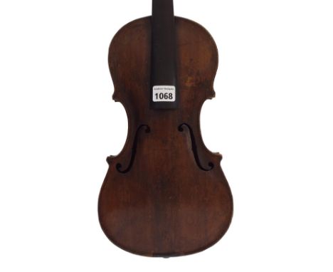 Interesting late 18th/early 19th century violin bearing a repairer's label dated 1932, also branded CBRA on the button, 13 13