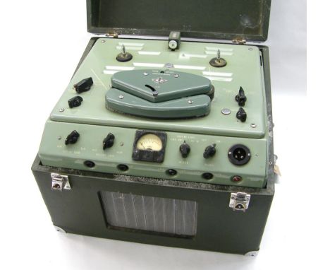 Vintage EMI reel-to-reel tape recorder, green finish, 30" high x 18" wide