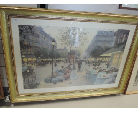 A large vintage print of a Parisian street scene after C. Kieffer