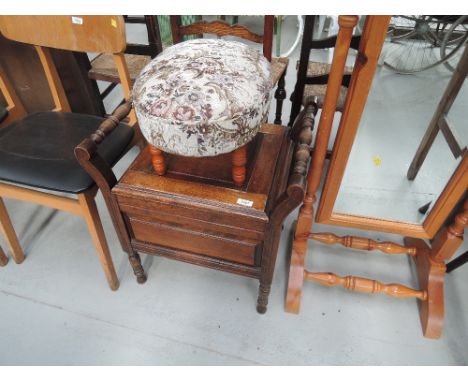 A Victorian mahogany commode and later stool