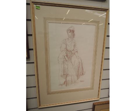 Two original portrait sketches signed Keene in modern frames