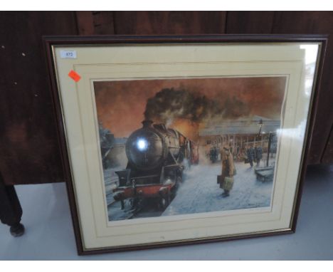 A vintage limited run print after Trevor Owens no. 272/850 depicting steam train