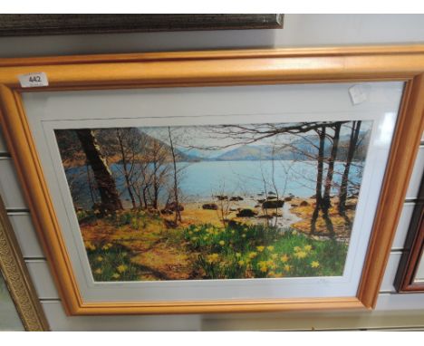 A photograph print 'spring in Ullswater' signed JJ Brown