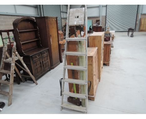 A selection of tools etc including aluminium ladders