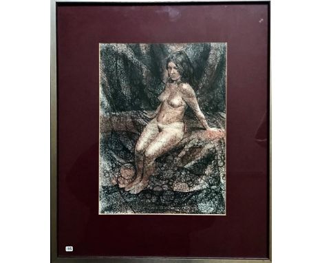 W WALDUCK INK AND WASH PORTRAIT OF SEATED NUDE, APPROXIMATELY 29cm x 21cm