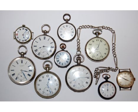 A Victorian silver cased open faced pocket watch, having a white enamel dial with Roman numerals and subsidiary seconds dial,