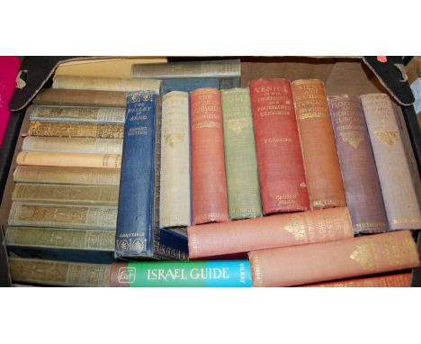 A box of Edward Hutton publications and Twelve Medieval Towns by Dent & Son 