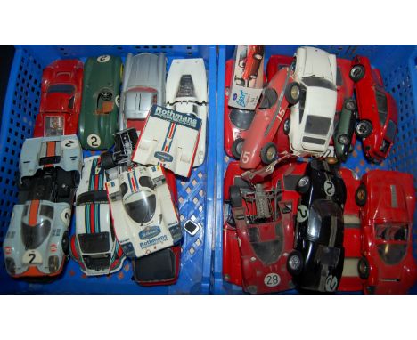 A quantity of plastic kit built and diecast motor racing vehicles to include Jouef Evolution Ferrari 330 P4, mainly 1/24 scal