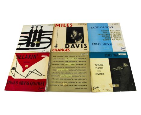 Miles Davis LPs, eight albums on the UK Esquire label comprising Workin' (32-108), Collectors Item (32-030), Relaxin' (32-068